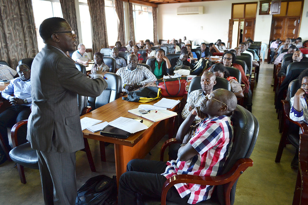 Professor Buyinza addresses the PhD Students